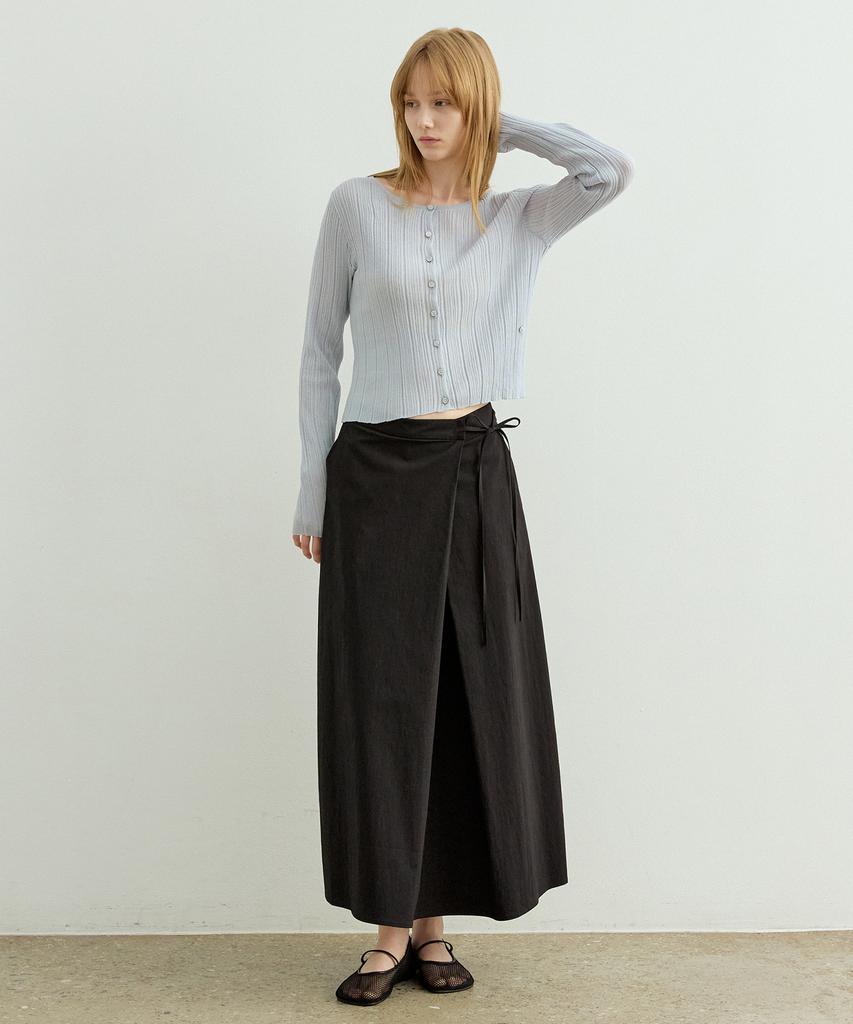 Artid Natural Drape Wrap Skirt_Black
