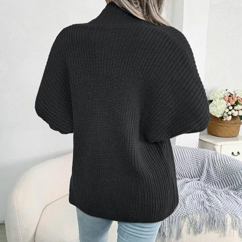European & American Casual Bat Sleeve Knitted Cardigan for Women - Autumn/Winter Collection