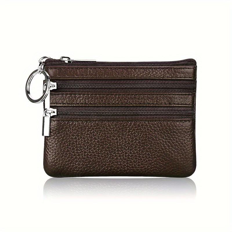 Porte-monnaie en cuir véritable pour femme, Mini pochette en peau de vache, Mini portefeuille avec chaîne