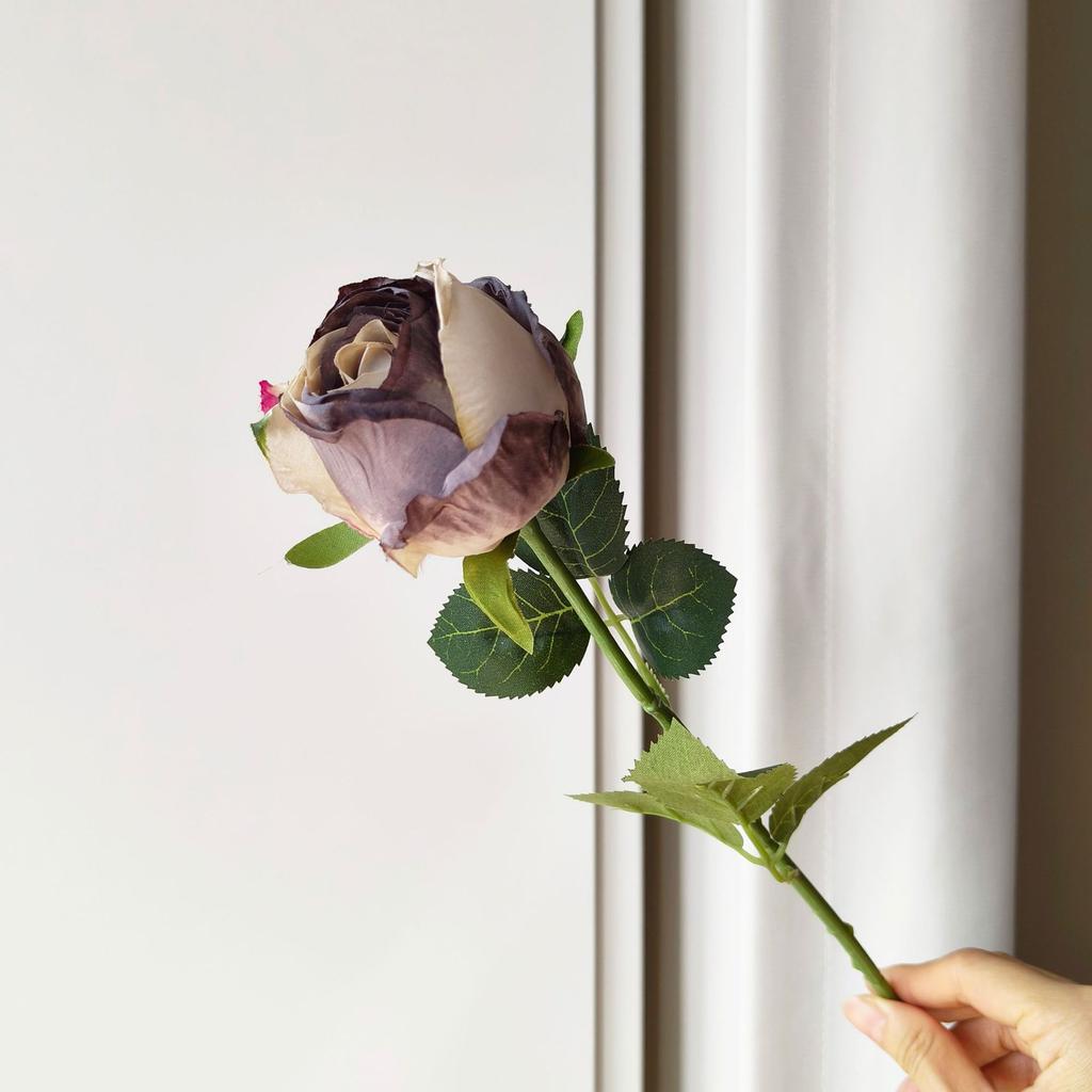 10pcs Rose Artificial Flower Burt Edge Fake Rose Stems 50cm for Wedding Home Hotel Event Floral Arrangement Decoration