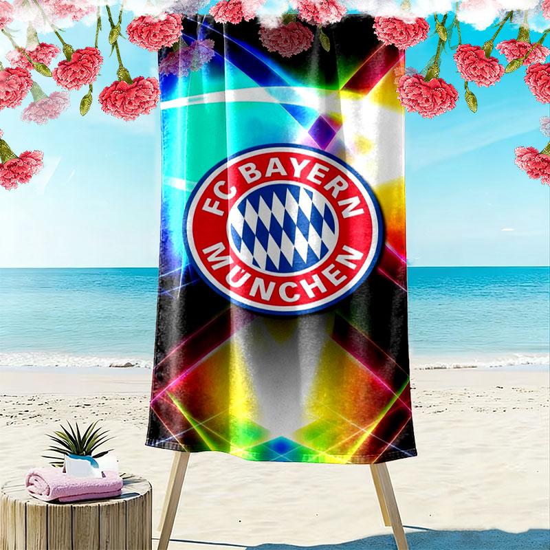 FC Bayern Munchen Print Beach Towel, Large Soft Quick Dry Towel for Beach Camping Swimming