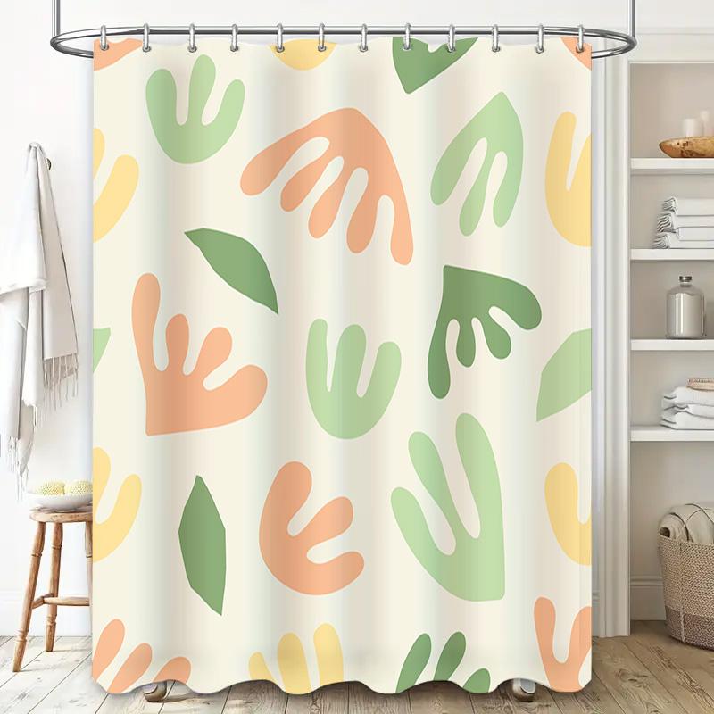 Vintage Bathroom Curtain Colorful Palm Leaf Print Shower Curtains for Kitchen and Laundry Room Decorations 72x84 inches Free Hoo
