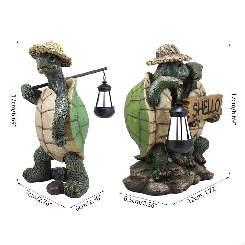  Garden Statue for Turtle Figurine Hiking Tortoise with Straw Hat Animal Sculptur