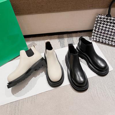 Cowhide Version Thick-soled Heightening British Martin Boots Women's Leather Versatile and Thin Chelsea Boots Low Boots