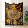 Mystic Symbols and Phoenix Design Printed Flannel Blanket for Bedroom, Living Room, Sofa, and Nap