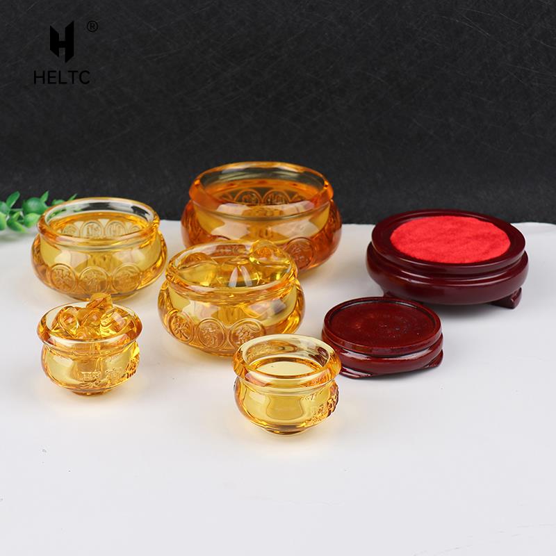 Crystal Cornucopia Chinese Crystal Gold Ingot Glass Yellow Fortune Cornucopia Treasure Bowl Feng Shui Statue Crafts Decoration