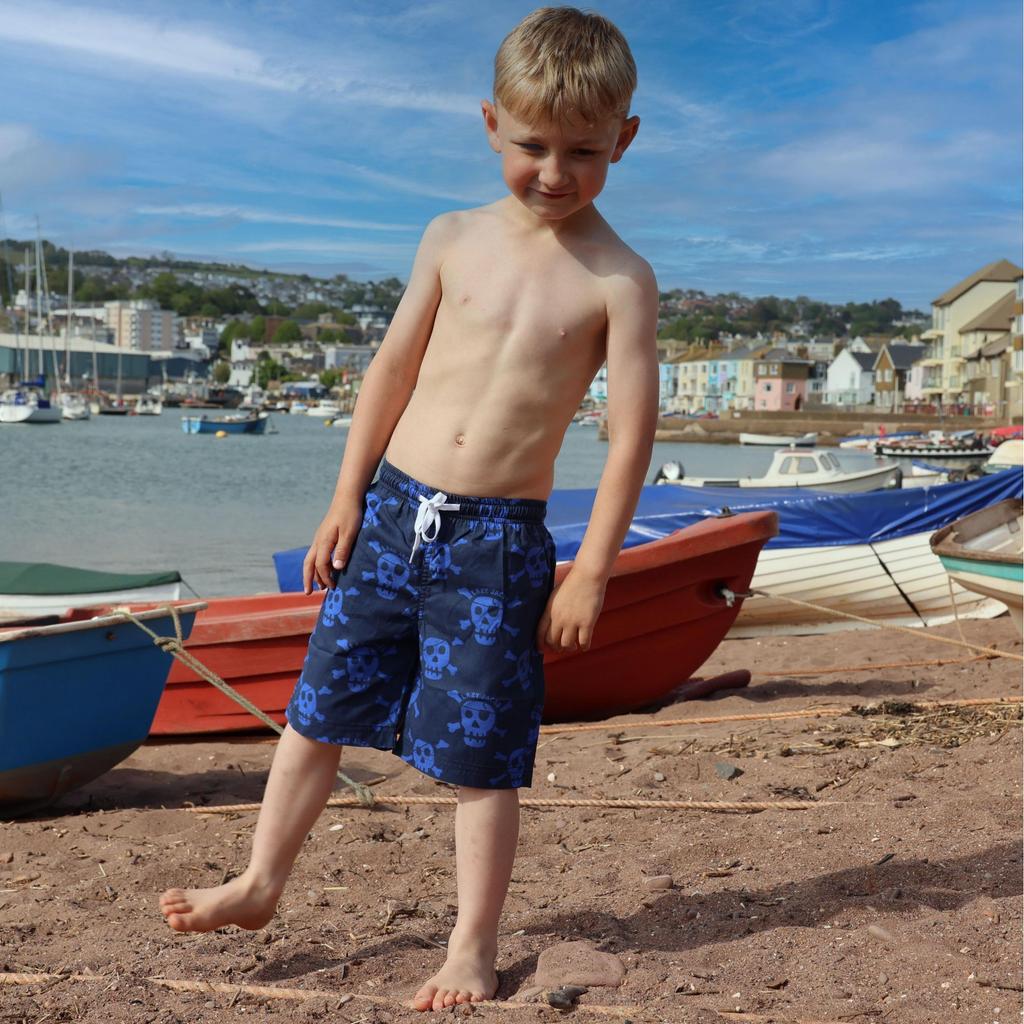 Lazy Jacks Boys Skull And Crossbones Board Shorts