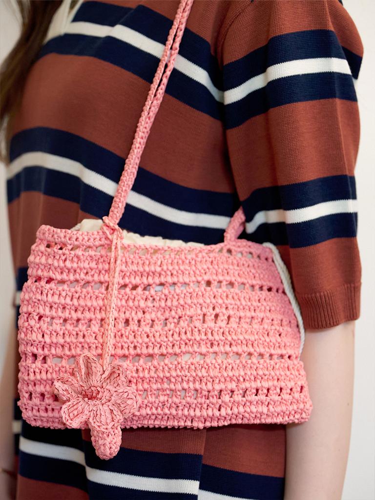Tinknit Flora Knit Shoulder Bag_Pink