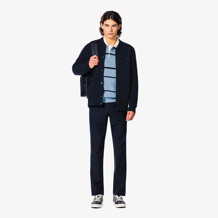 [Lacoste] Men's Rib Knit Rugby Sweater Polo Shirt AH405E-55NHBP