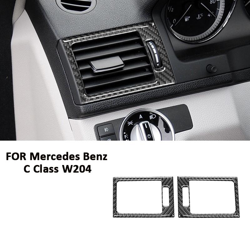 Carbon Fiber Car Trument Panel Left Right Air Outlet Vent Frame Decoration Sticker For Mercedes Benz C Class W204 2007-2014