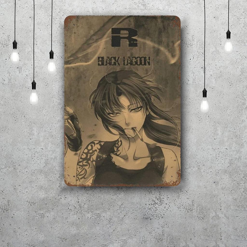 black lagoon 3 cartoon Decor Vintage Metal Signs Tin Signs Captain Poster Decor for Bar Pub Club Man Cave Wall Decoration