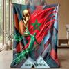 Morocco Football Printed Flannel Blanket Skin Friendly Warm Decorative Throw for Indoor Couch Bed Daily Use