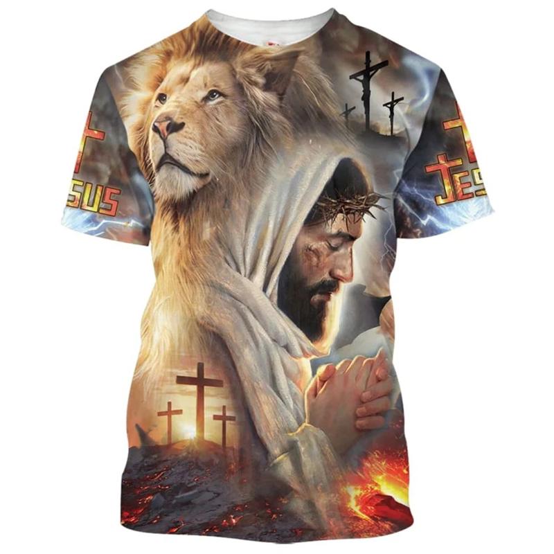 Gesù È Il Mio Salvatore Stampa 3D Magliette Uomo Donna Moda Cool Maglietta Gesù Estate Casual Y2k Manica Corta Oversize Abbigliamento Uomo