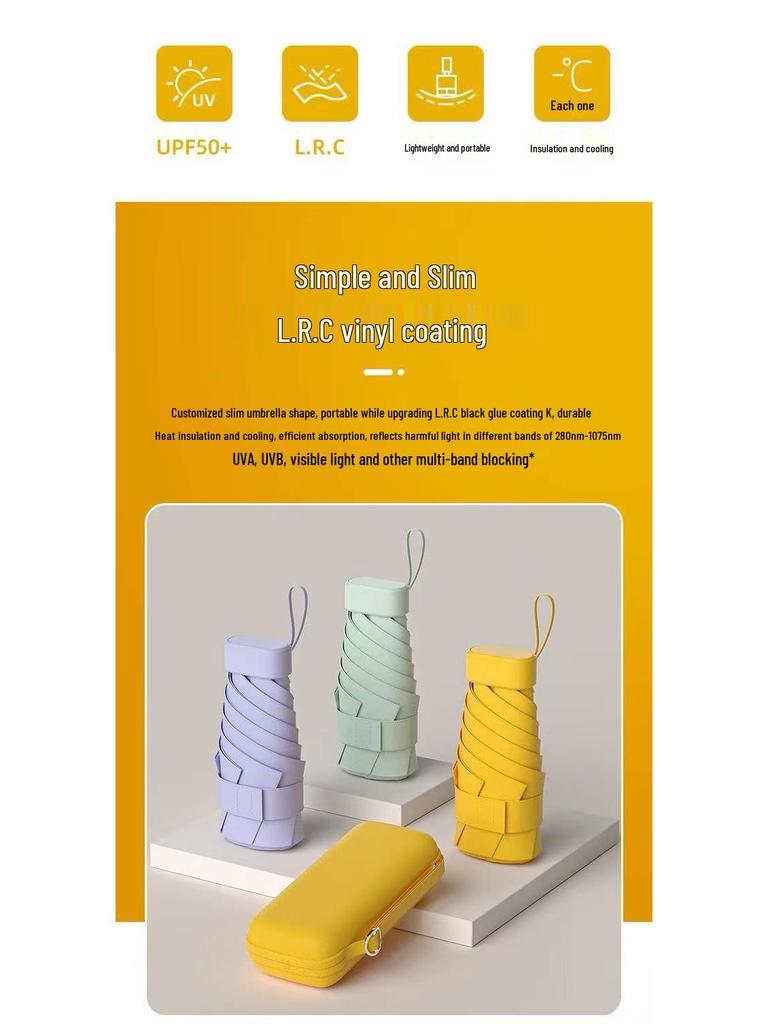 Compact Dual-Use Sun Protection Umbrella - Anti-UV Black Glue, Portable for Rain or Shine