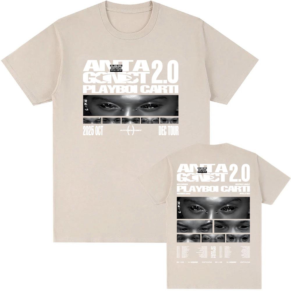 PLAYBOI CART ANTAGONIST TOUR Tshirt Short Sleeve Cotton Male Tshirts Casual Fashion Singer Graphic Teeshirt Print Tees for Men