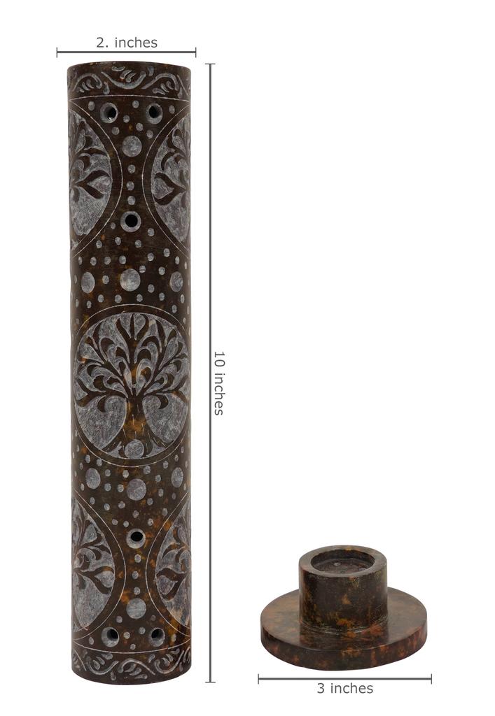 IBA Indianbeautifulart Ručně vyráběný kamenný hořák na vonné tyčinky | Držák na svíčku | Hořák na čajovou svíčku, perfektní vyřezávání stromu pro darování