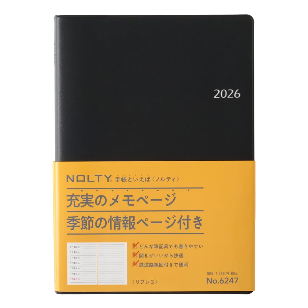 NOLTY Planner 2026 A5 Weekly Refle 3 Black 6247 December (Starts 2025)