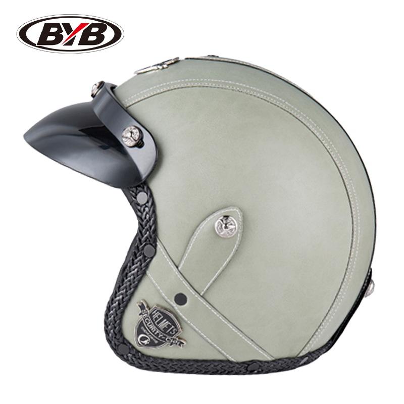 BYB Four Seasons Retro Handmade Personalized 3/4 Motorcycle Helmet-Sizes M/L/XL