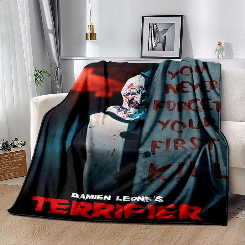 2026 New Style Terrifier 3 Horror Clown Movie Cartoon Soft Blankets,Throw Blanket Comfortable Blanket for Picnic Beds Sofa Home
