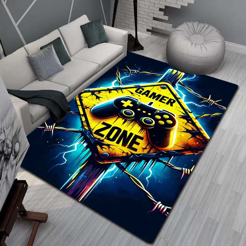 Gaming Teppich für Jungenzimmer Gamer Teppich mit Gamecontroller Teppich für Spielzimmer Esports-Raum und Jungen Spielzimmer-Themen Schlafzimmer Bodenmatte