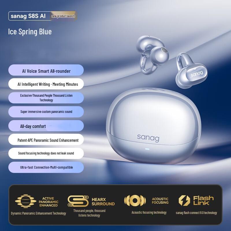 

Saina S8S AI Open-Ear Clip-on Bluetooth Sports Earbuds