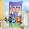 Bluey Customized Name Beach Towel Super Soft & Absorbent Suitable for Swimming Gym Camping Yoga Vacation
