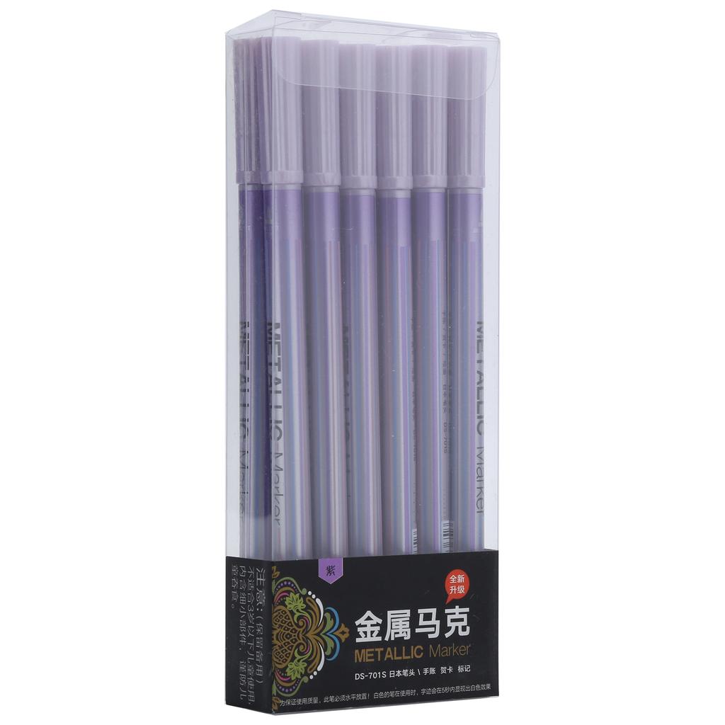 12Pcs Metallic Marker Paint Pen Single Color Permanent Ink Ultra Fine Point Tip Art Supplies