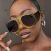 Yellow Oversized Pilot Sunglasses Women Luxury Designer Wide Square Gradient Sun Glasses Trendy Big Frame