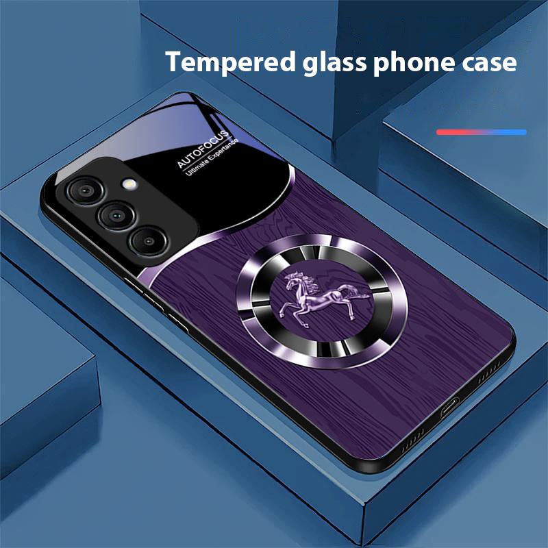 Holzmaserung Pferd Blau Für Samsung Galaxy A15 5G 54 4G 51 50 24 35 90 71 12 51 53 52S 80 22 34 Schwarz Gehärtetes Glas Handyhülle