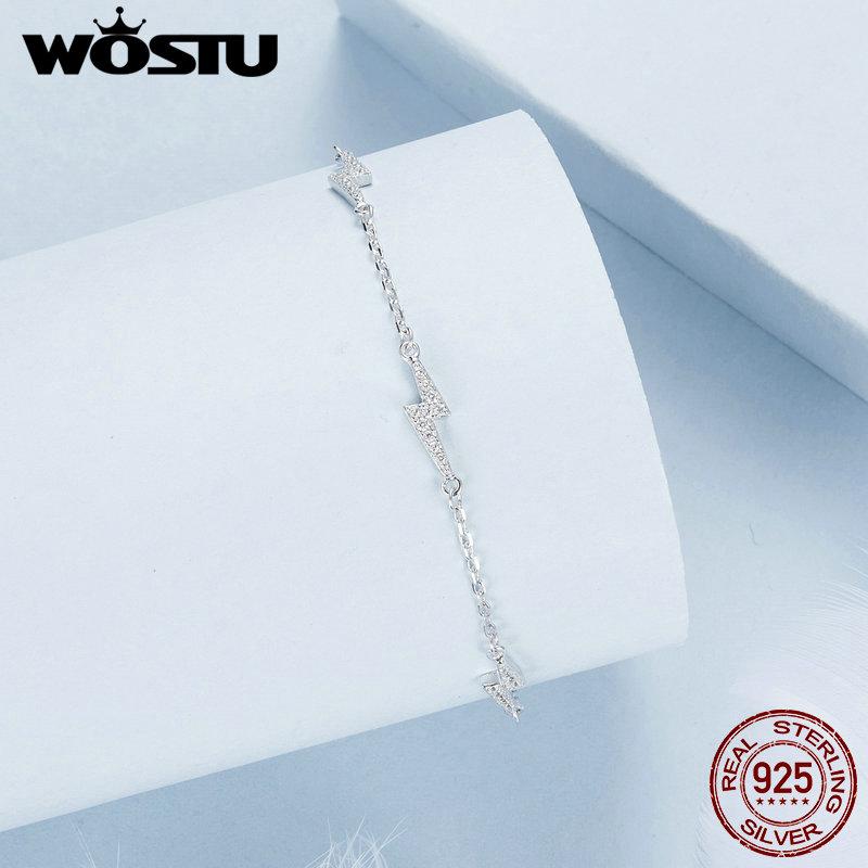WOSTU Blitzarmband aus 925er Sterlingsilber mit Zirkonia, perfektes Geschenk für Frauen und kleine Mädchen, edler Schmuck, modisches Accessoire