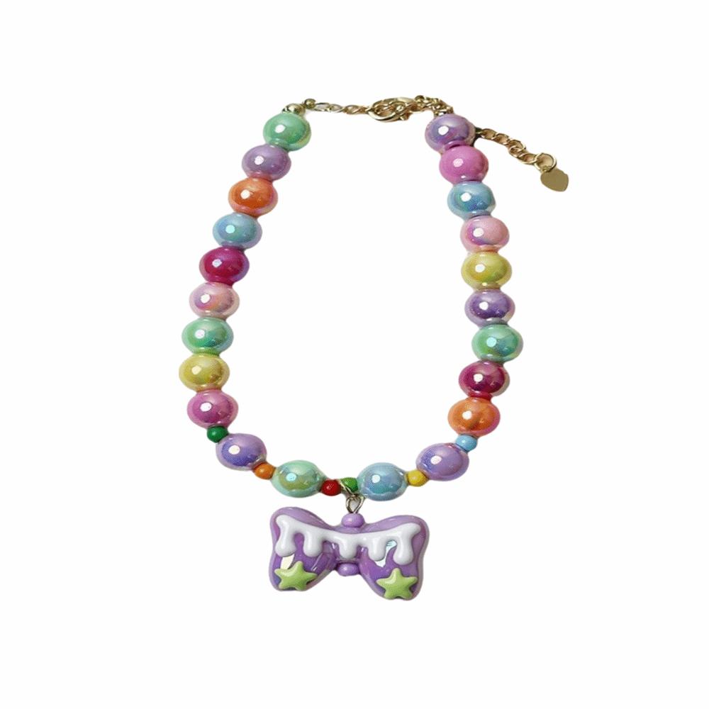 

Bow Pendant Elastic Cat Neck Chain Colorful Dog Cat Pet Collar Kitten Puppy M фіолетовий