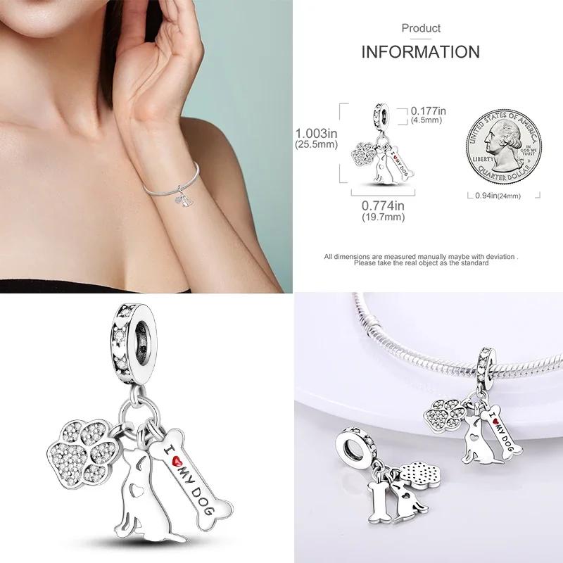 925 Silber Glühwürmchen Libelle Eule Anhänger Kleeblatt Herz Zirkon Farbperle für Original Armband Anhänger Schmuck