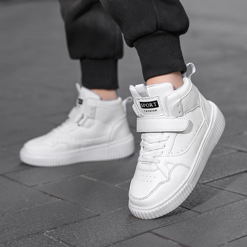 2025 Spring and Autumn New Children's Little White Shoes Sports High Top Boys Board Shoes Students Versatile Girls Casual