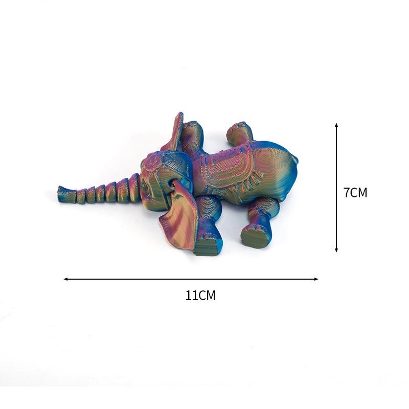 Cute Pla 3D Printing Elephant Model Kawaii Desktop Ornament Cartoon Movable Model Children Toy Creative Collection Toy Gifts