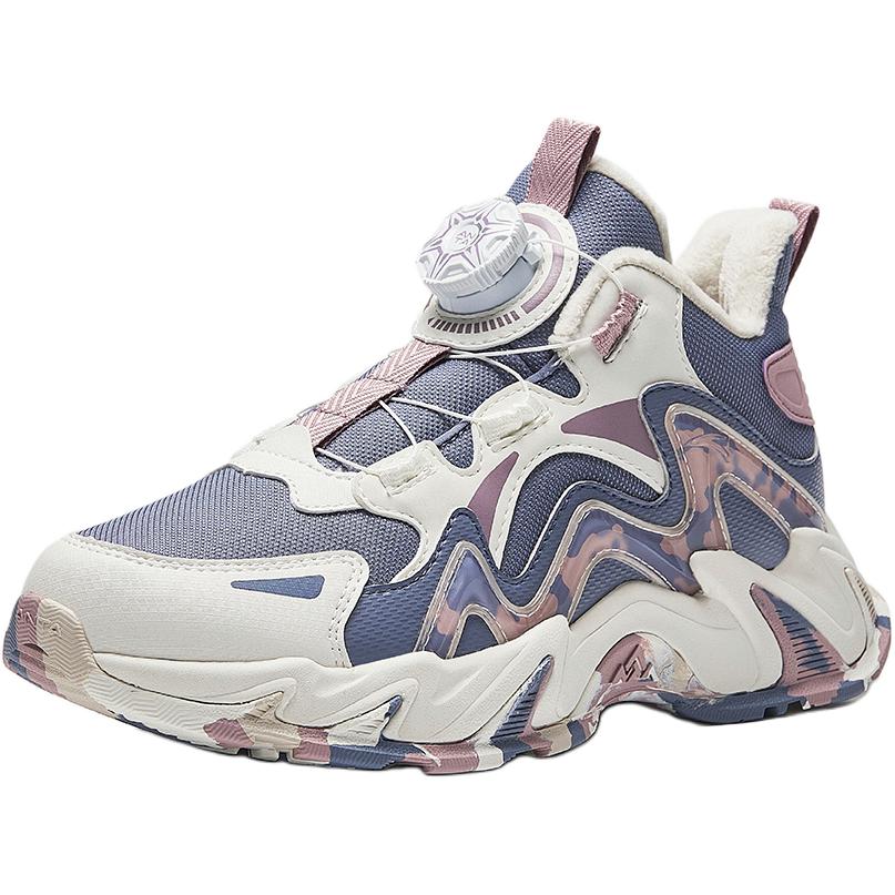 Anta Kids Mountain Comfortable Fleece Running Shoes Kids Running Shoes Fog-Purple-Gray Ivory-White Taro-Purple A12446930-4