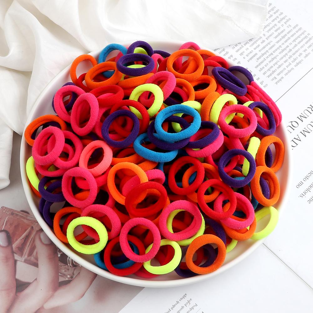 200PCS/Set Elastic Kids Basic Hair Bands Tie 3cm Dark Colors Headwear Don't Hurt Hair Headband Hair Accessories Holder