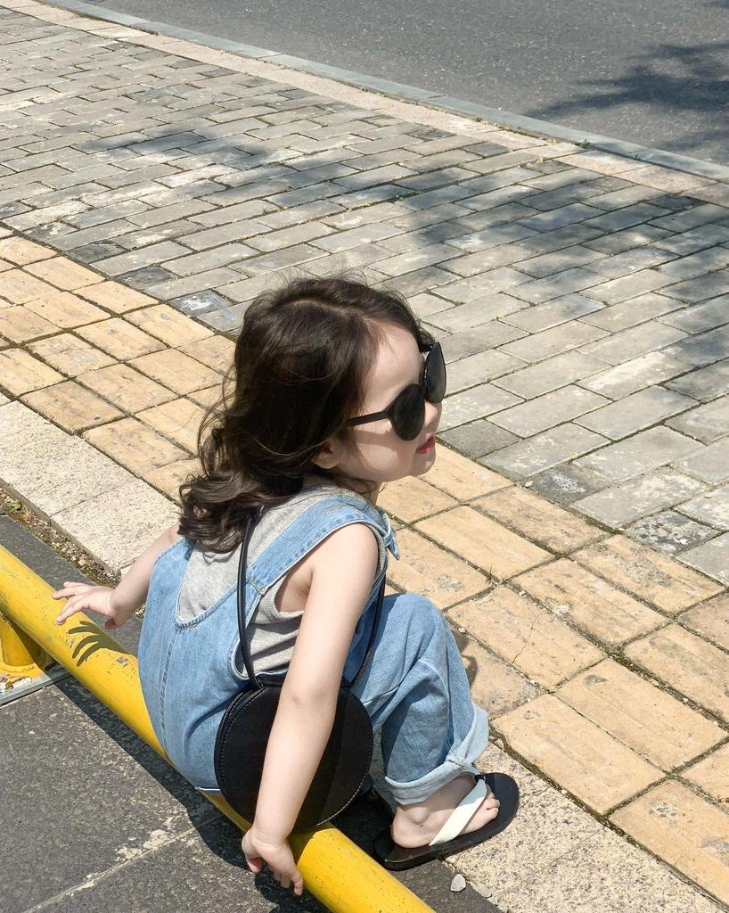 Girls' Denim Overalls with Gray Vest - Clearance, No Returns/Exchanges