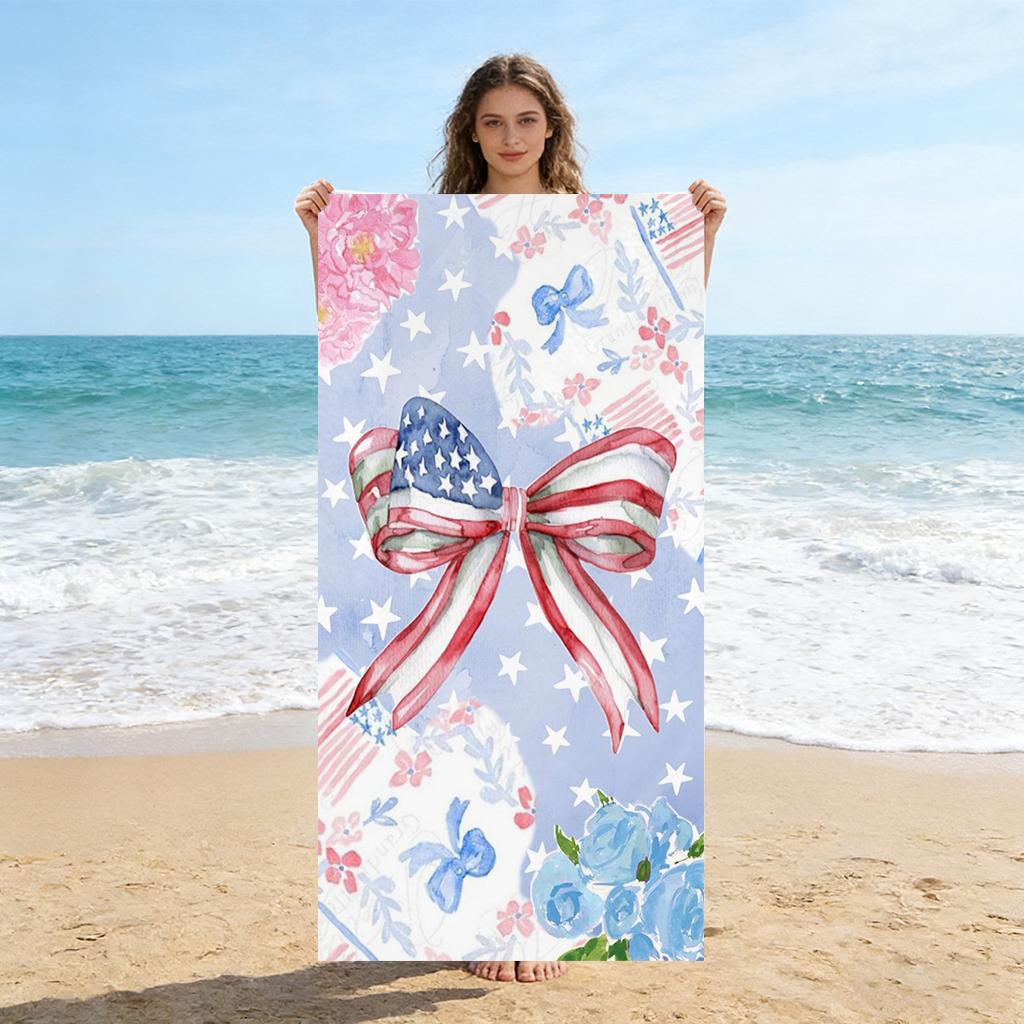 

1pc 250th Celebration of American Bowknot Design Beach Towel Super Absorbent Suitable for Beach Pool Summer Gift for Friends W40*H60(CM)