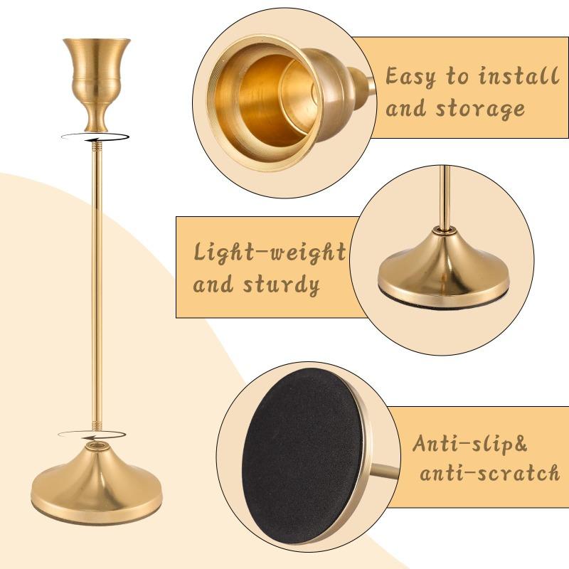 Set of 3 Vintage Elegant Metal and Aluminum Tabletop Candle Holders, Suitable for Wedding Anniversary, Home and Hotel Decoration