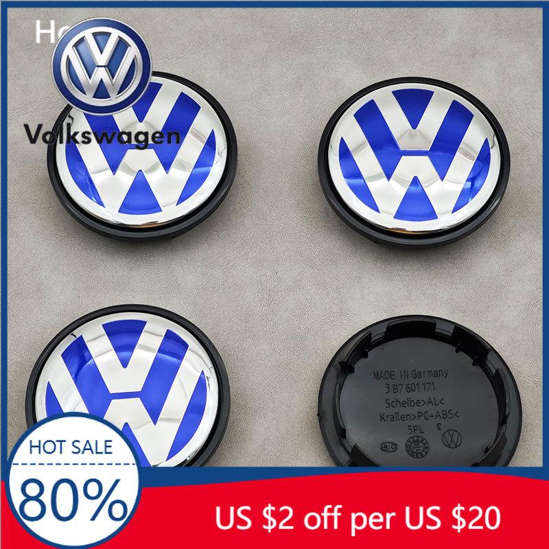 Für VW Volkswagen Jetta MK5 Golf 4 Stück 65mm Blau VW Auto Radnabenkappen Für Volkswagen VW R GTI Golf 6 Passat CC Magotan Touran