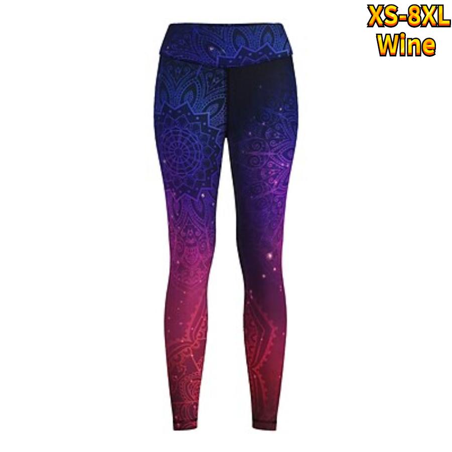 Damskie błyszczące nadruki lotosu Rozciągliwe legginsy do jogi Fitness Bieganie Gym Sportowe spodnie aktywne