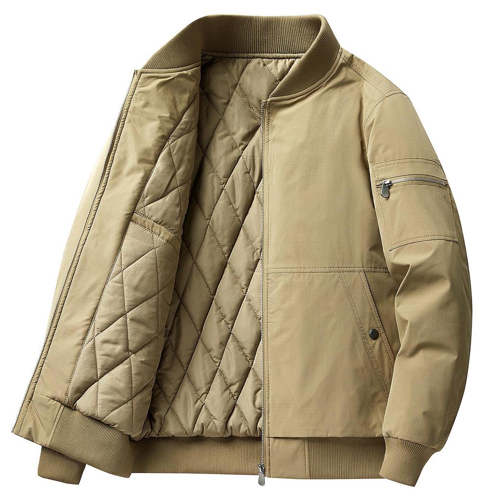 Men's Autumn/Winter Thick Cotton Jacket with Fashionable Baseball Collar - Casual American Workwear, Windproof, Warm Outerwear