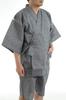 Edoten Herren Jinbei aus Shijira-Webstoff, Kühle Sommerbekleidung, 100% Baumwolle, Original bedrucktes Retro-Goldfischmuster, Hellgrau, Größe M