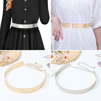 Waist Ornament Sequined Metal Wide Belt Gold Silver Color Mirror Waistband Wide Waist Belt
