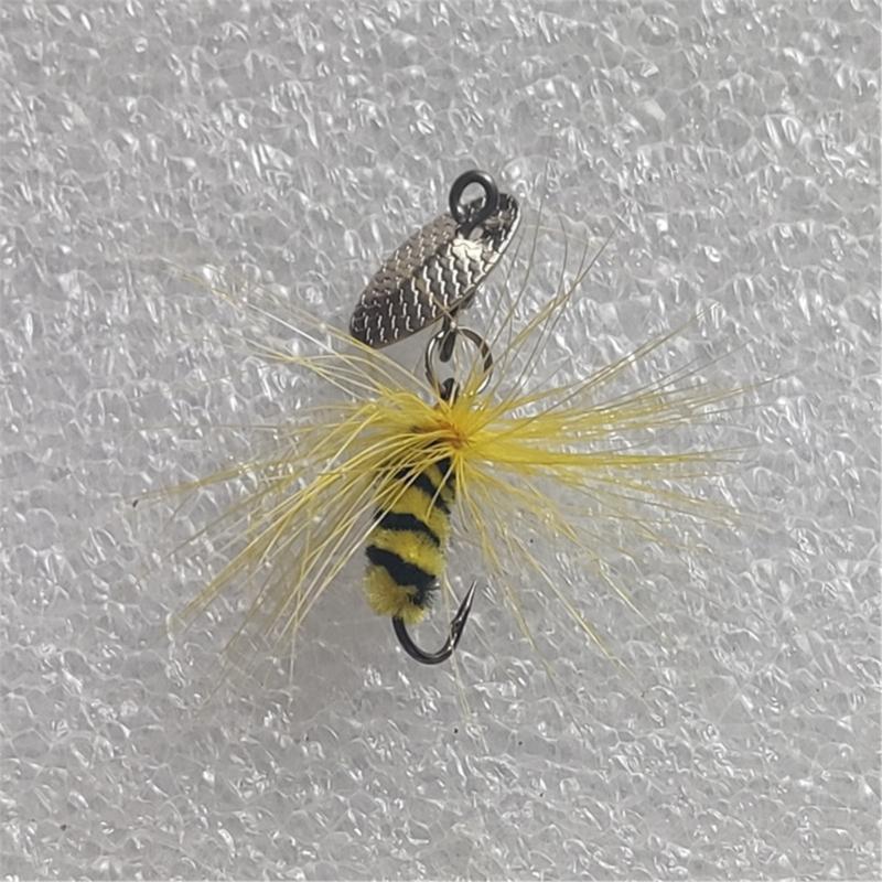 5Pcs Fly Fishing Swimbait Rotating Sequins Lures Insect Flies Fly Fishing Lures with Fish Hook Fishing Accessories