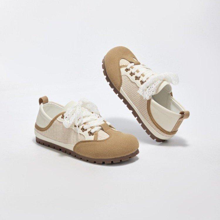 

Niche woven retro moral training shoes women s spring and summer new versatile breathable casual little white shoes lace flat single shoes women 40