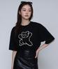 GRAVER [Unisex] Big Line Bear Smile Short Sleeve T-Shirt_Black