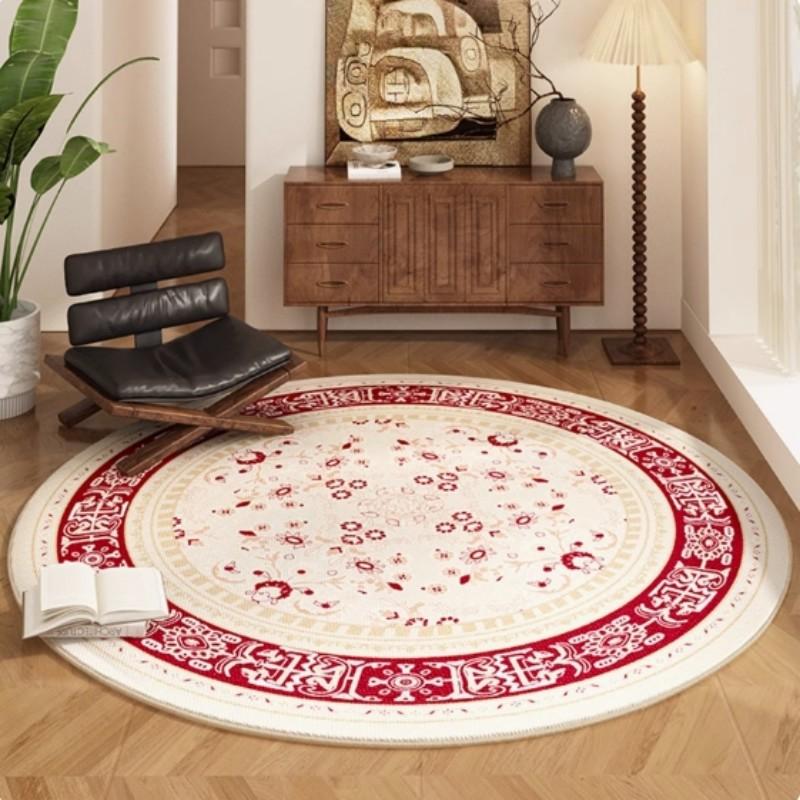 Lounge Area Circular Carpet - Easy To Clean, American Retro Persian Style Balcony, Study, Cloakroom Floor Mat