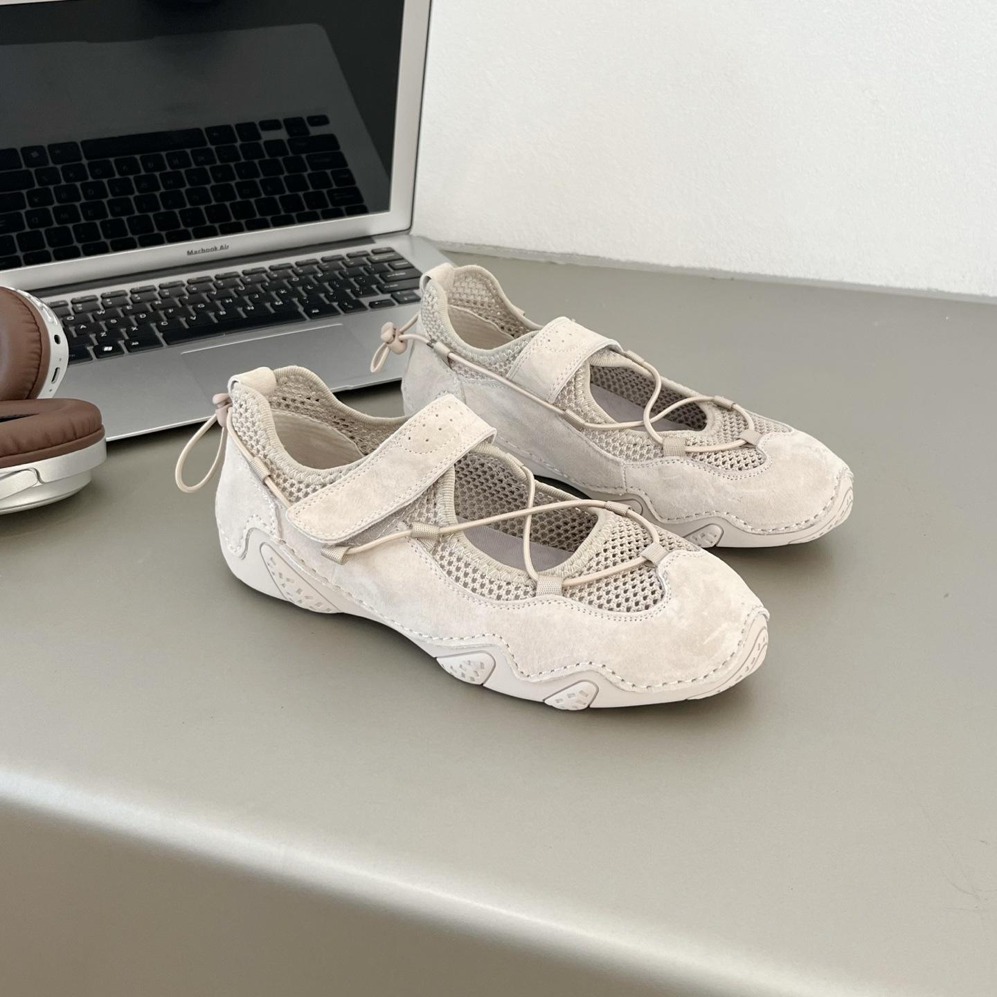 

Ретро туфли Мэри Джейн дышащие повседневные женские туфли весенние новые уличные спортивные туфли на мягкой подошве женские туфли на плоской подошве 35 бежевый