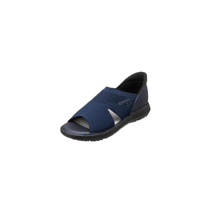 [Pansy] 4447 Open-toe shoes for women, 3E width, mesh knit, 24.5cm, navy.